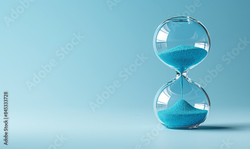 Hourglass showing time on a blue background.