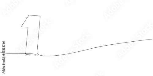 A single line drawing of a one symbol. Continuous line first number icon. One line icon. Vector illustration.
