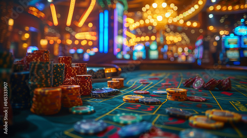casino coins on table