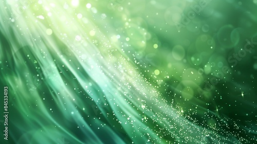 Refreshing green abstract light waves creating a serene, natural background.
