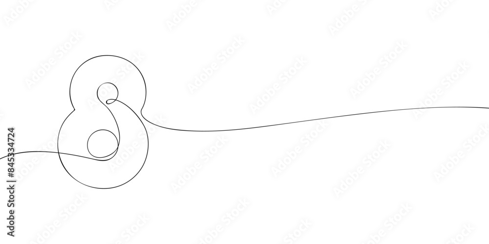 A single line drawing of a eight symbol. Continuous line eighth number icon. One line icon. Vector illustration.