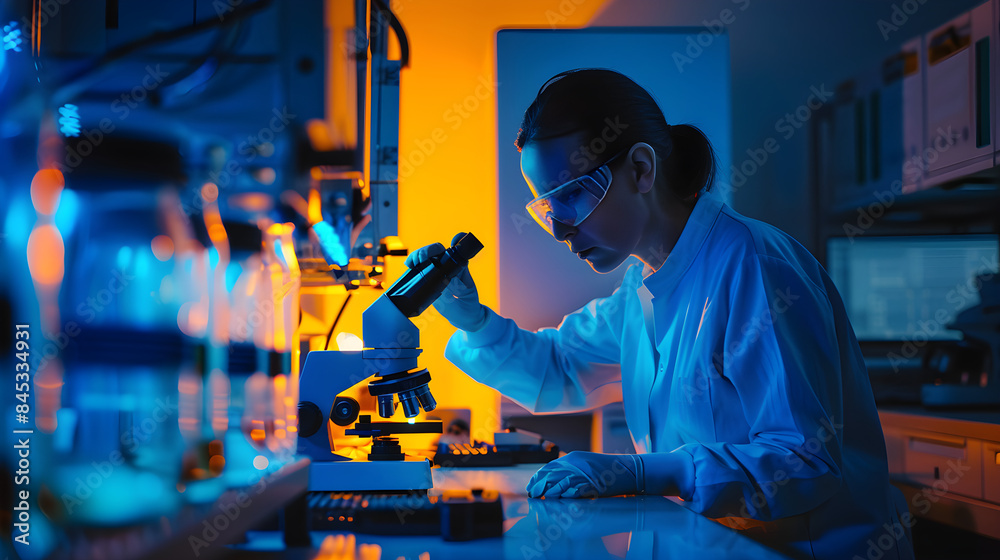 Scientist in lab coat using equipment to create nanomaterials in a ...