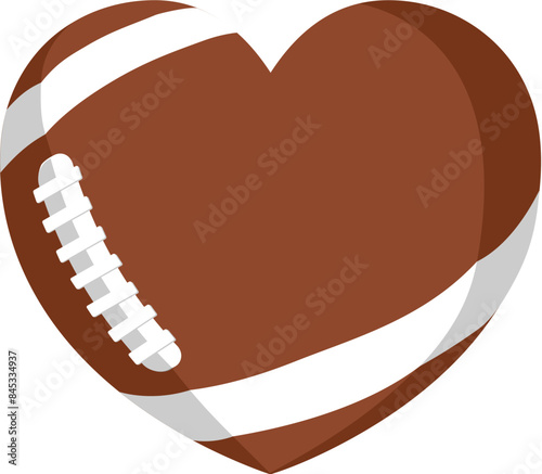 An American football ball in a heart shape. Concept for passion or love of sports