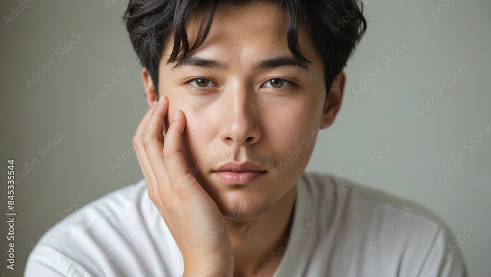 Handsome Asian Man in White T-shirt - Portrait Handsome Asian Man in White T-shirt - Portrait