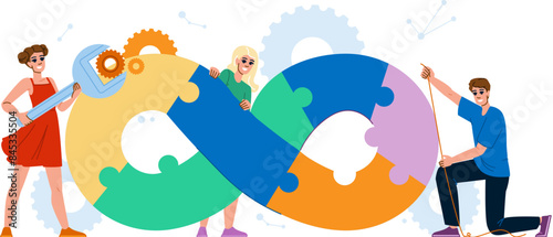 process lean manufacturing vector. improvement production, sigma agile, technology waste process lean manufacturing character. people flat cartoon illustration