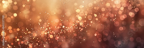 Warm bronze bokeh light particles creating a festive, elegant background.