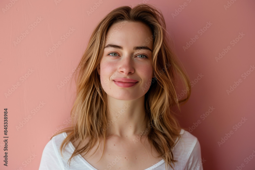 Obraz premium A close up portrait of a woman with a subtle smile