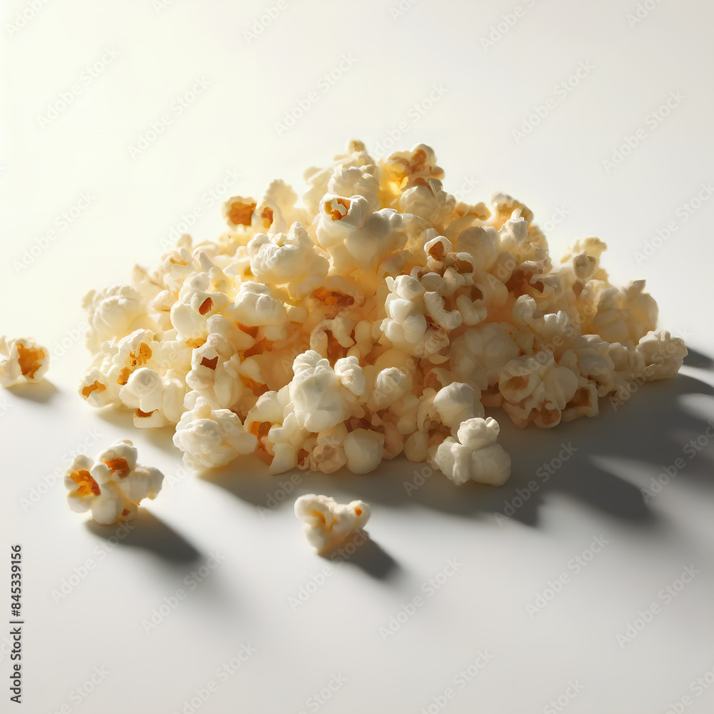 Scattered Popcorn on White Surface: A Delightful Mess of Fluffy Kernels Scattered Popcorn on White Surface: A Delightful Mess of Fluffy Kernels