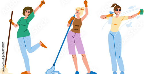 cleanup spring cleaning vector. household housework, service hygiene, supplies detergent cleanup spring cleaning character. people flat cartoon illustration
