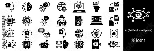 AI Generation Web Icons. Artificial Intelligence, Chat Bot, AI Technology, Future, Robot. Vector in Line Style Icons