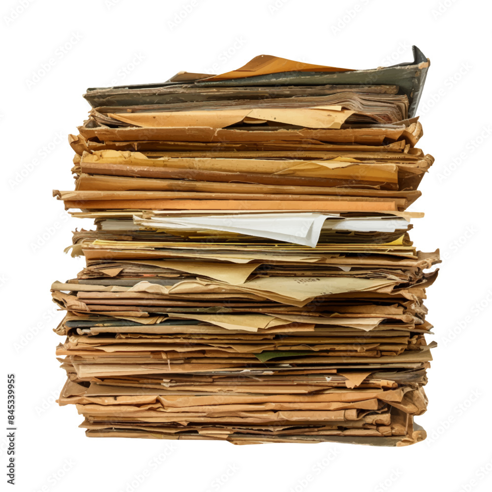Files stacking up in a messy order isolated on a white background Files stacking up in a messy order isolated on a white background