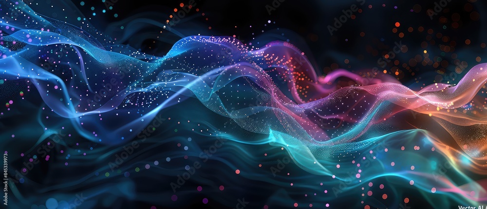 3d rendering picture of a abstract digital landscape with flowing particles. Big data visualization 3d rendering picture of a abstract digital landscape with flowing particles. Big data visualization
