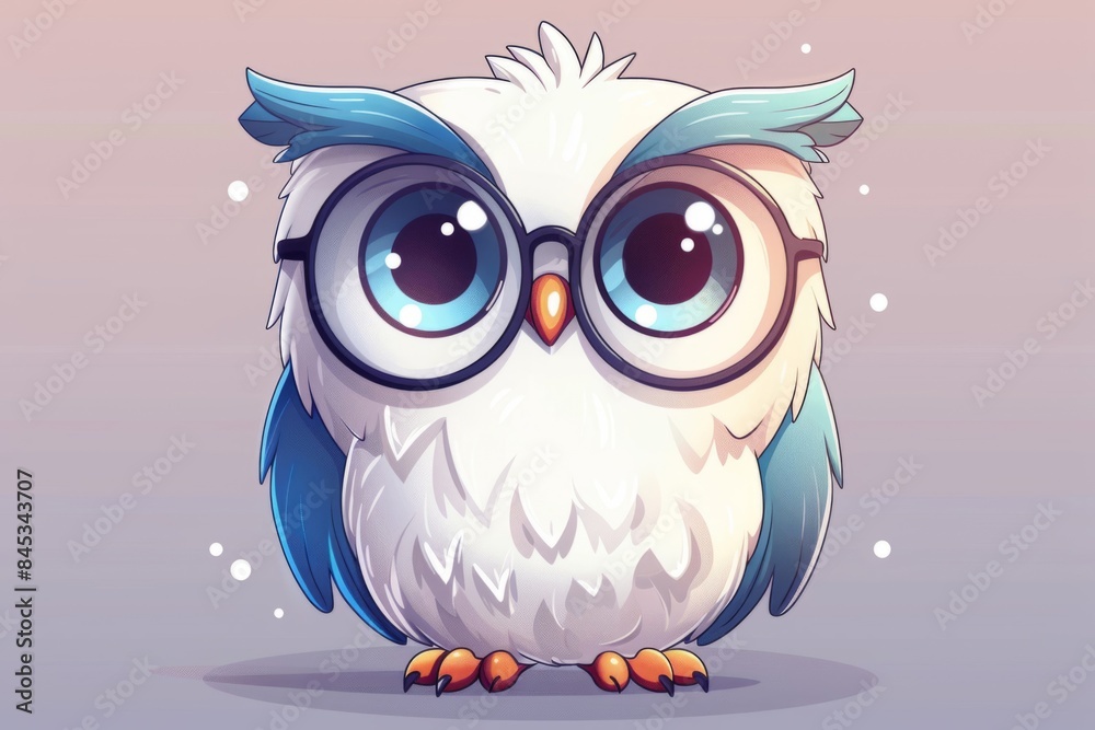 Wise cartoon owl in glasses
