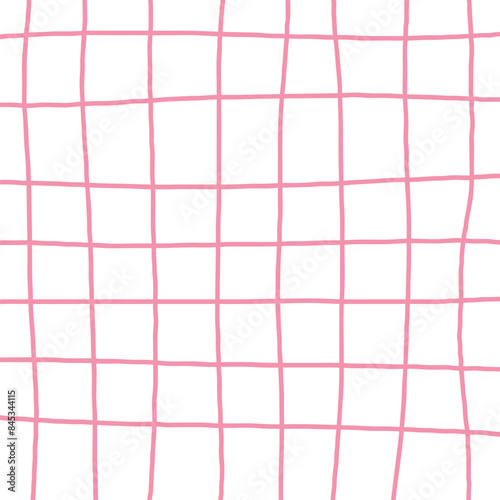 Vector hand drawn cute checkered pattern. Doodle Plaid geometrical simple texture. Crossing lines. Abstract cute delicate pattern ideal for fabric, textile, wallpaper