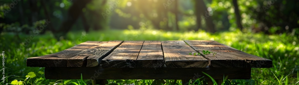 Lush Green Grass Table Setup in Outdoor Nature Scenery for Product Display and Branding Concepts Lush Green Grass Table Setup in Outdoor Nature Scenery for Product Display and Branding Concepts