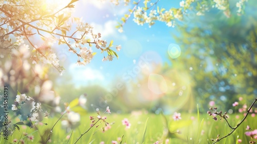 Vibrant Spring Scene for Outdoor and Nature Concepts Generative AI