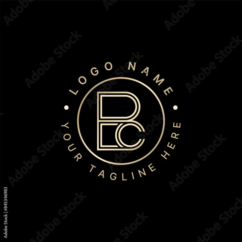 Logo design graphic concept creative premium abstract vector stock initial letter BC or CB double lines font connect Related monogram typography brand