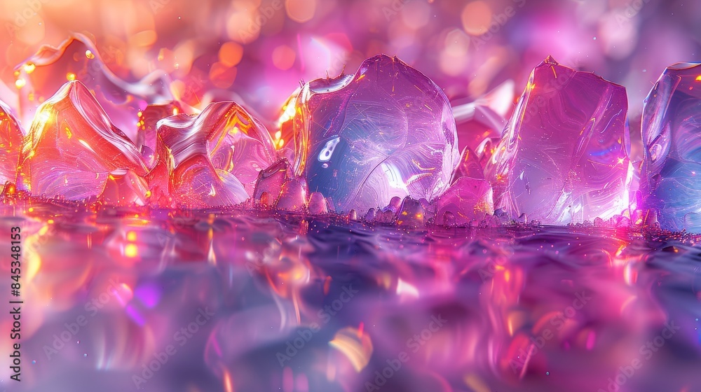 An image of an abstract digital art piece with crystal-like structures glinting in fire hues An image of an abstract digital art piece with crystal-like structures glinting in fire hues