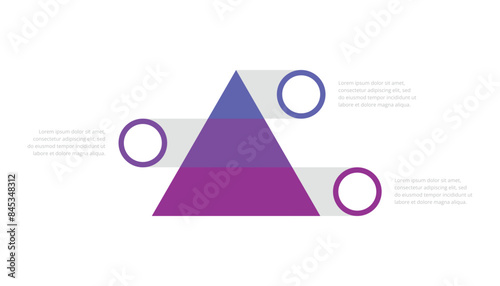 Pyramid infographic template with three level or steps