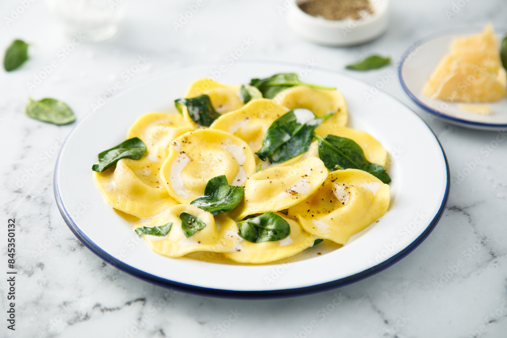 Traditional ravioli with spinach and cream Traditional ravioli with spinach and cream