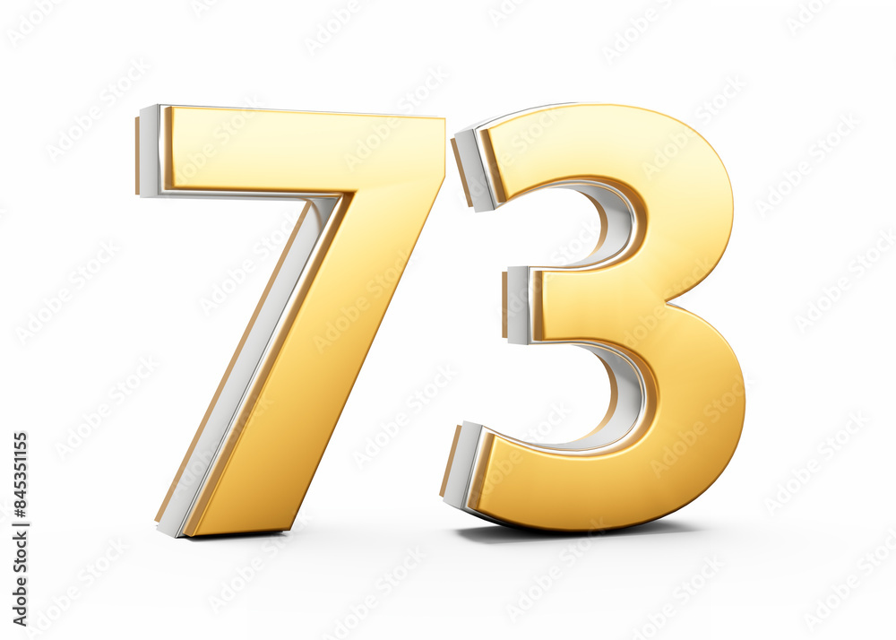 3D Golden Shiny Number 73 Seventy Three With Silver Outline On White Background 3D Illustration 3D Golden Shiny Number 73 Seventy Three With Silver Outline On White Background 3D Illustration