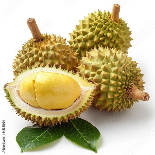 AI generator images of  Ripe Durian fruit isolated on white background photo
