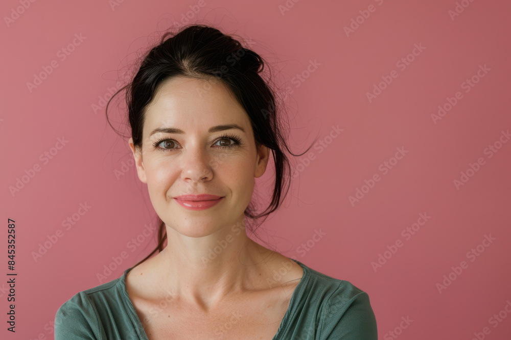 Fototapeta premium A close up portrait of a woman with a subtle smile