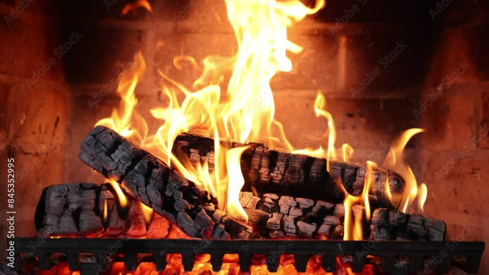 Fireplace 4k. Asmr sleep. Fire place at home for relaxing evening