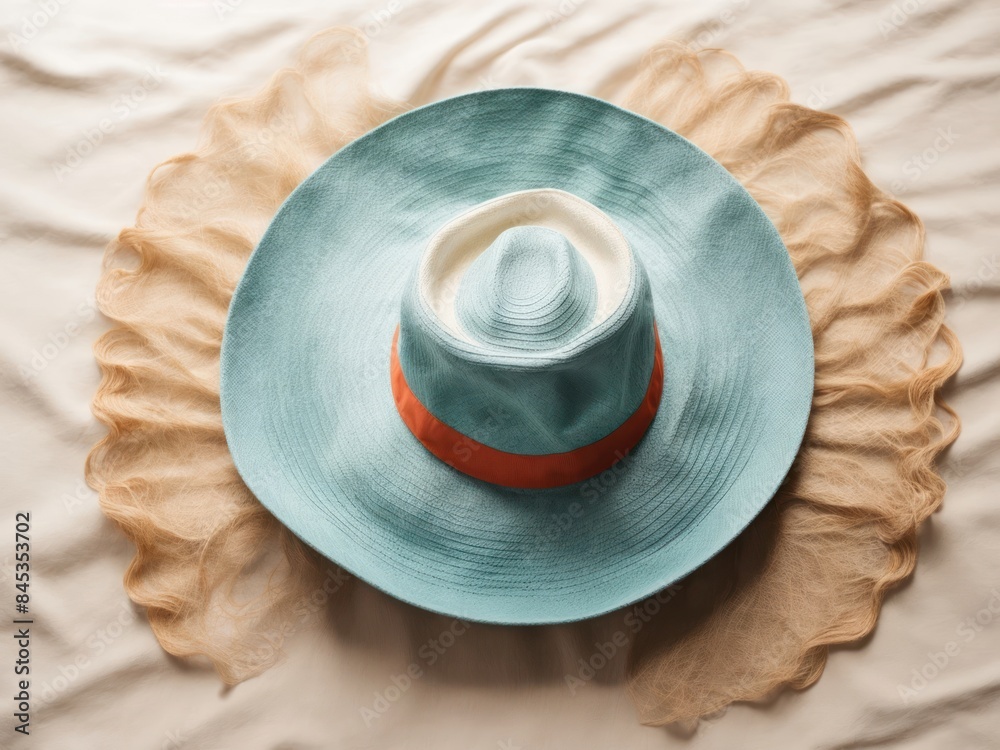 Beach hat top view isolated on white background Beach hat top view isolated on white background