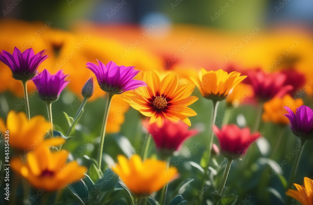 view from afar Vivid flowers: flower with bokeh effect and bright colors view from afar Vivid flowers: flower with bokeh effect and bright colors