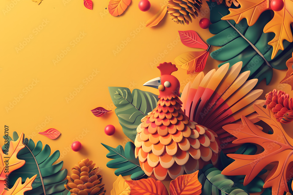 Naklejka premium Thanksgiving Banner, Fruit and vegetable in thanksgiving day soft blurred background,