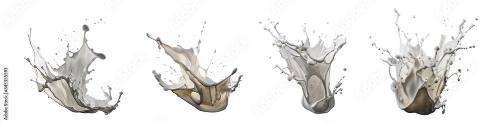 Milk or cream splash set isolated on transparent png Milk or cream splash set isolated on transparent png