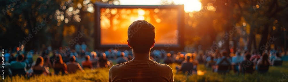 summer day outdoor movie Watching an outdoor movie in the park on a summer day summer day outdoor movie Watching an outdoor movie in the park on a summer day