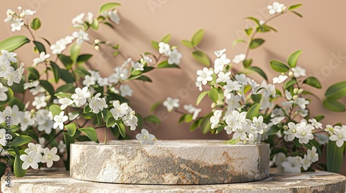 abstract, cosmetic, stone, natural, display, modern, minimal, stage, background, flower, product, podium, platform, showcase, mockup, empty, pedestal, beauty, design, sale, rock, scene, summer, textur