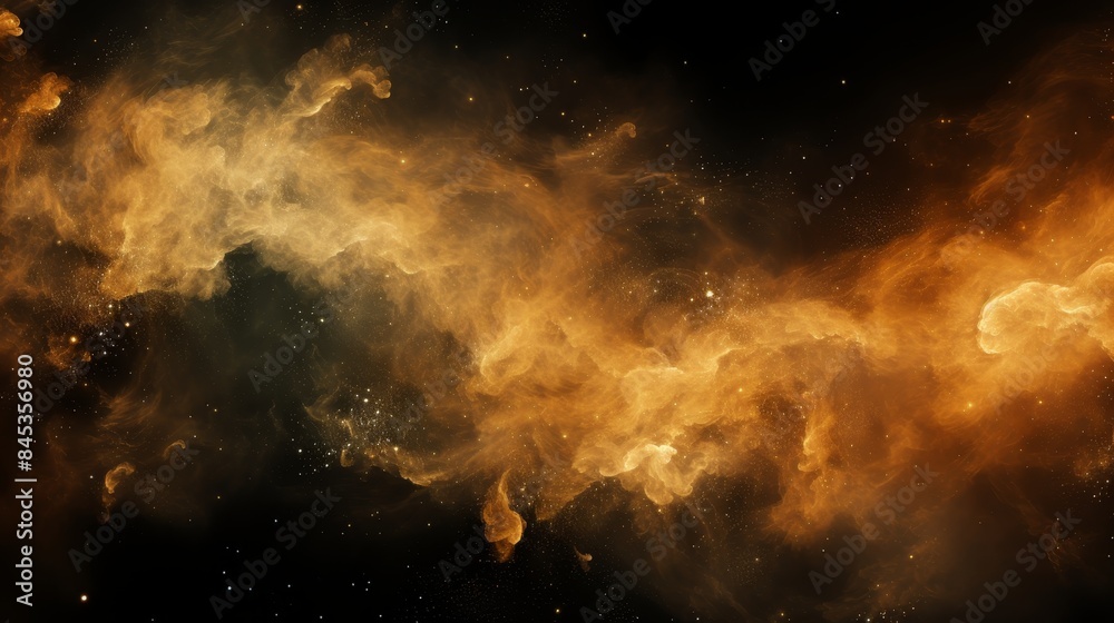 Fototapeta premium Vivid orange dust explosion amidst sparkling stars in the vast expanse of outer space