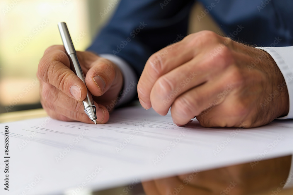 Senior businessman signing documents Senior businessman signing documents