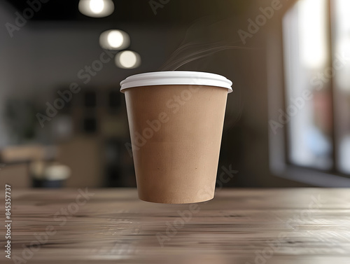 Levitating paper cup mockup