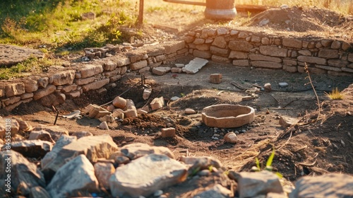 Archaeological excavation of tomb or similar find outdoors