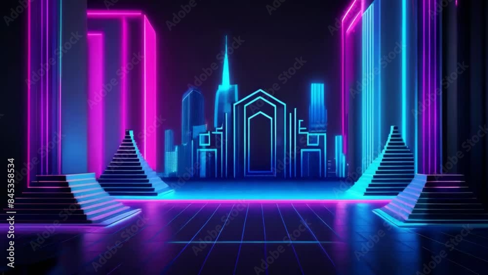 blue and purple neon light room space art abstract VJ music background animation -4k new beautiful stock video footage animation AI blue and purple neon light room space art abstract VJ music background animation -4k new beautiful stock video footage animation AI