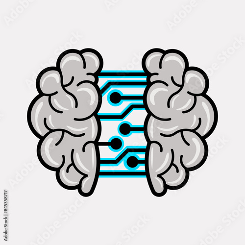 Brain tech circuit logo vector