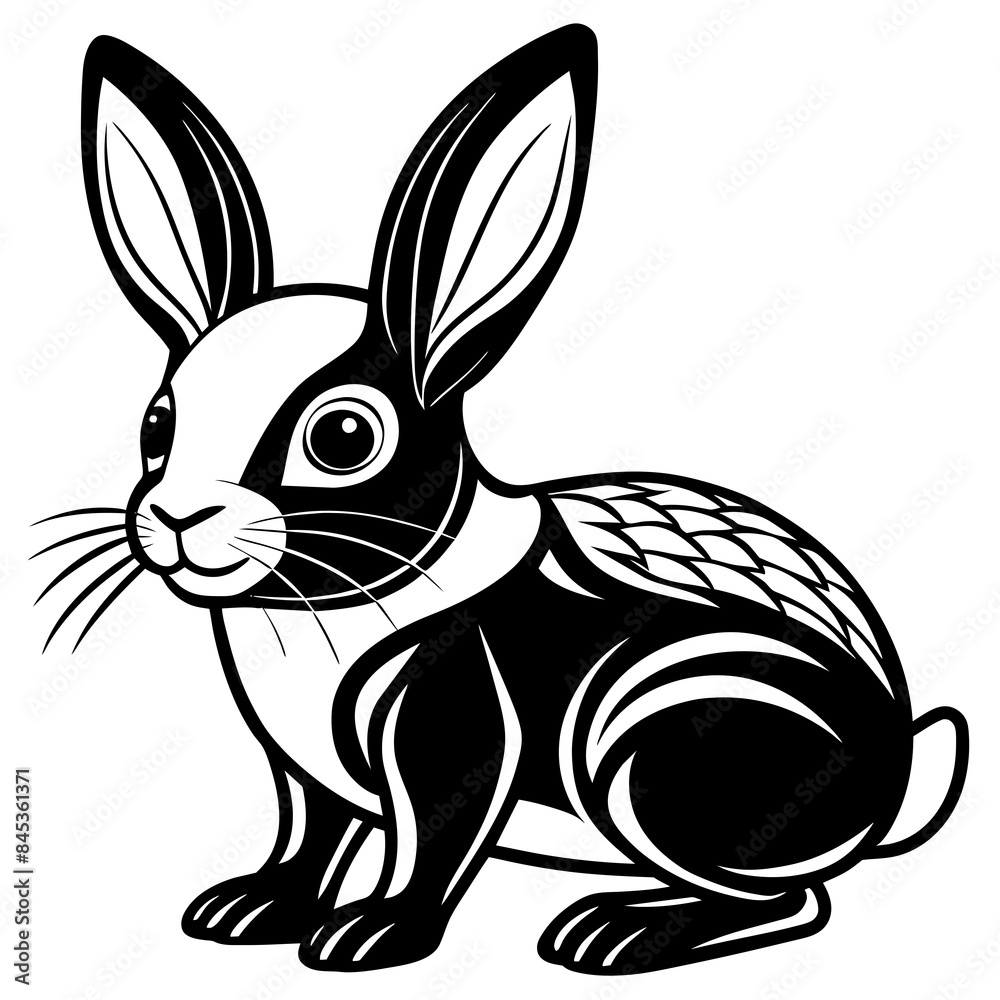 Obraz premium cute Rabbit different style vector illustration line art