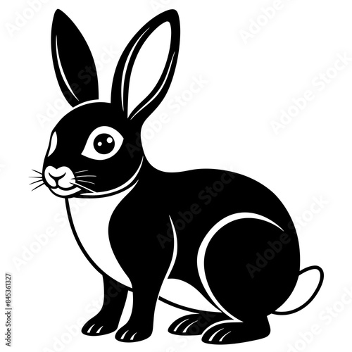 cute Rabbit different style vector illustration line art