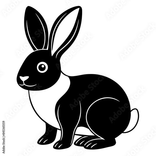 cute Rabbit different style vector illustration line art