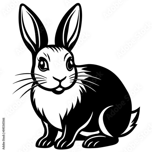 cute Rabbit different style vector illustration line art