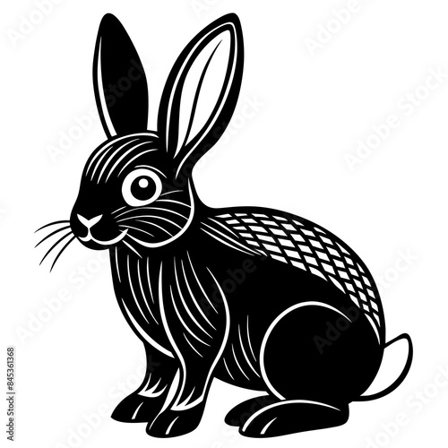 cute Rabbit different style vector illustration line art