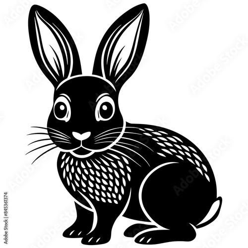 cute Rabbit different style vector illustration line art