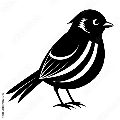 Kinglet bird silhouette black different style vector illustration line art