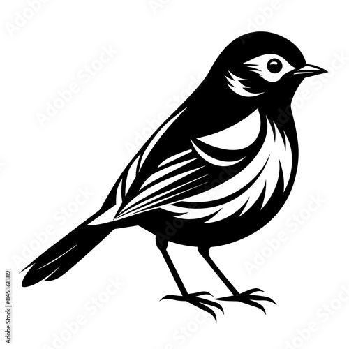 Kinglet bird silhouette black different style vector illustration line art