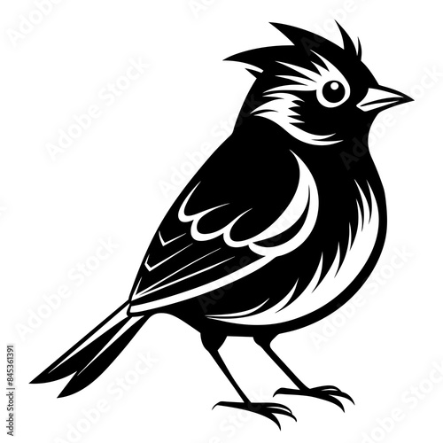 Kinglet bird silhouette black different style vector illustration line art