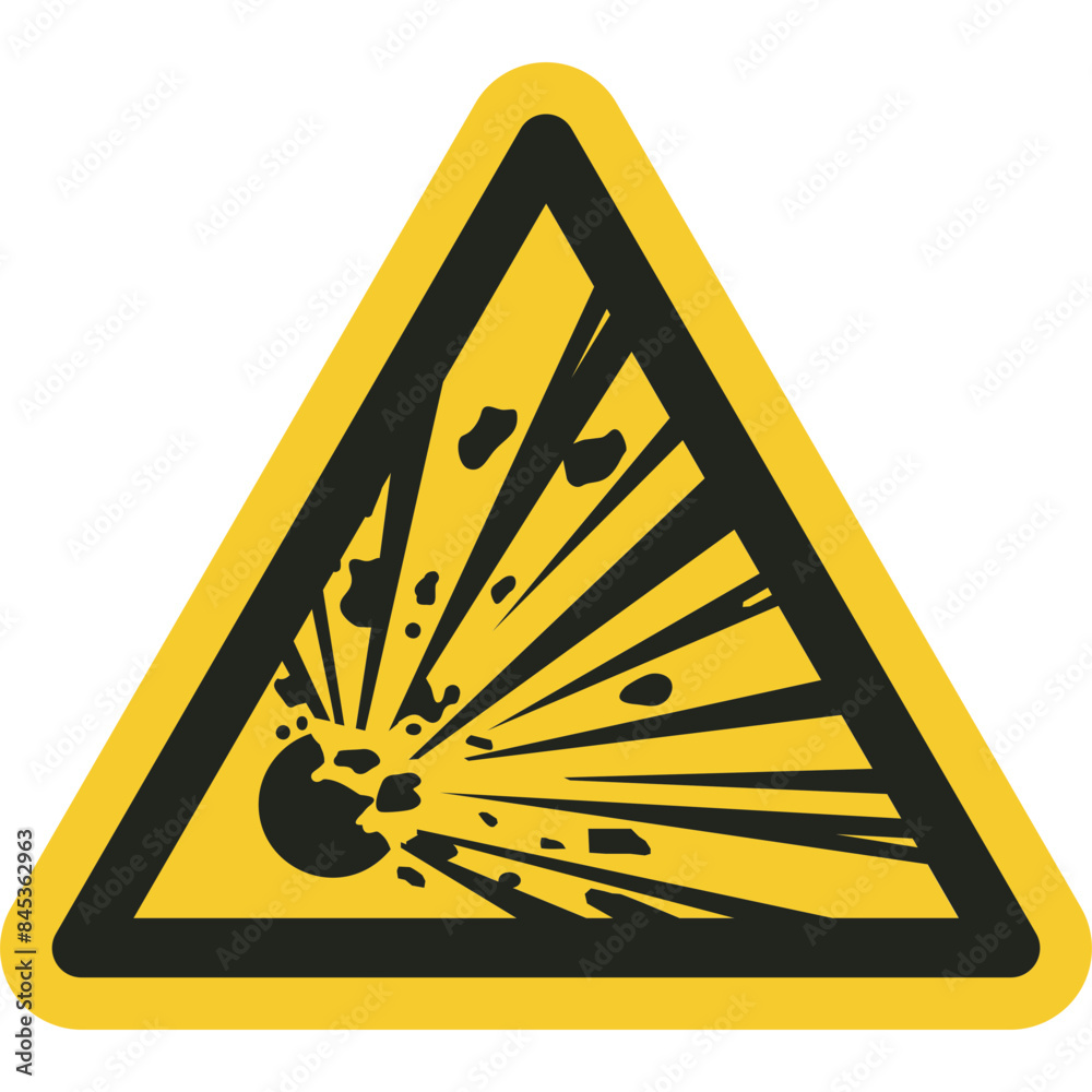 ISO warning safety signs_warning ; explosive material symbol and pictogram only size 1 x 1 x 1 triangular shape